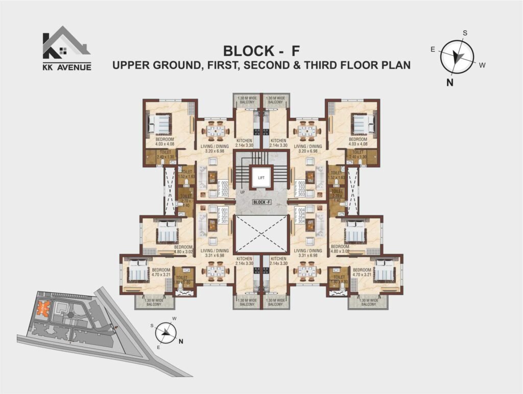 KK Avenue Block- F, Upper Ground, First, Seconf & Third Floor Plan